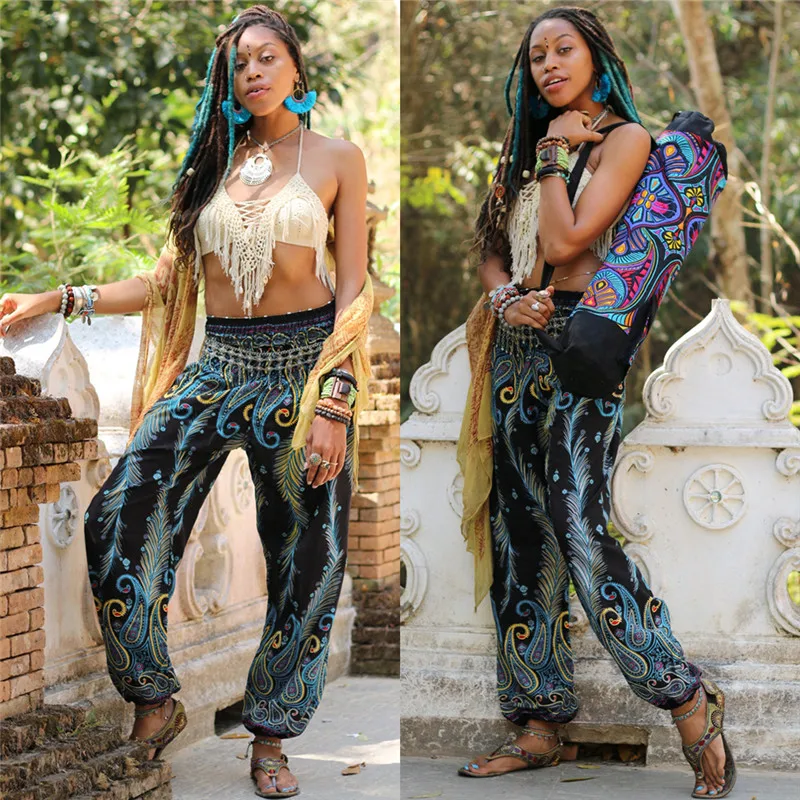 Женские шаровары Boho платье свободный крой цветные леггинсы летний пляжный
