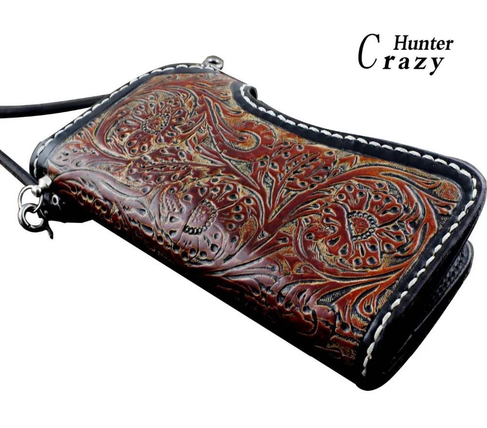 Мужской винтажный Байкер водитель грузовика ручной работы длинный кожаный