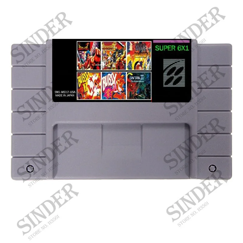 Новое поступление 6 в одном 16 бит серый карточная игра для США NTSC игры|16 bit|16 bit game