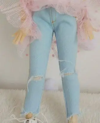 1 шт. модные рваные джинсы для Blyth, Licca, Azone, OB24 кукольные Штаны Костюмы Neo Blythe аксессуары - Цвет: light blue
