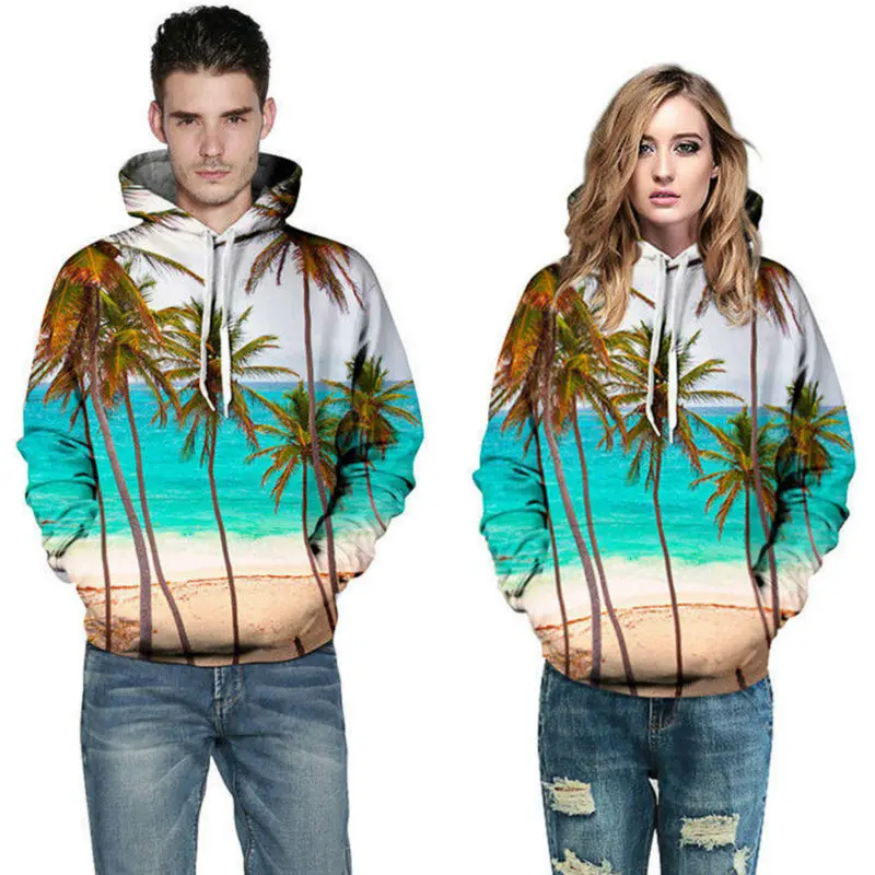 Толстовка мужская с капюшоном и 3D принтом кокосовых деревьев|sweatshirt men|men hoodfashion