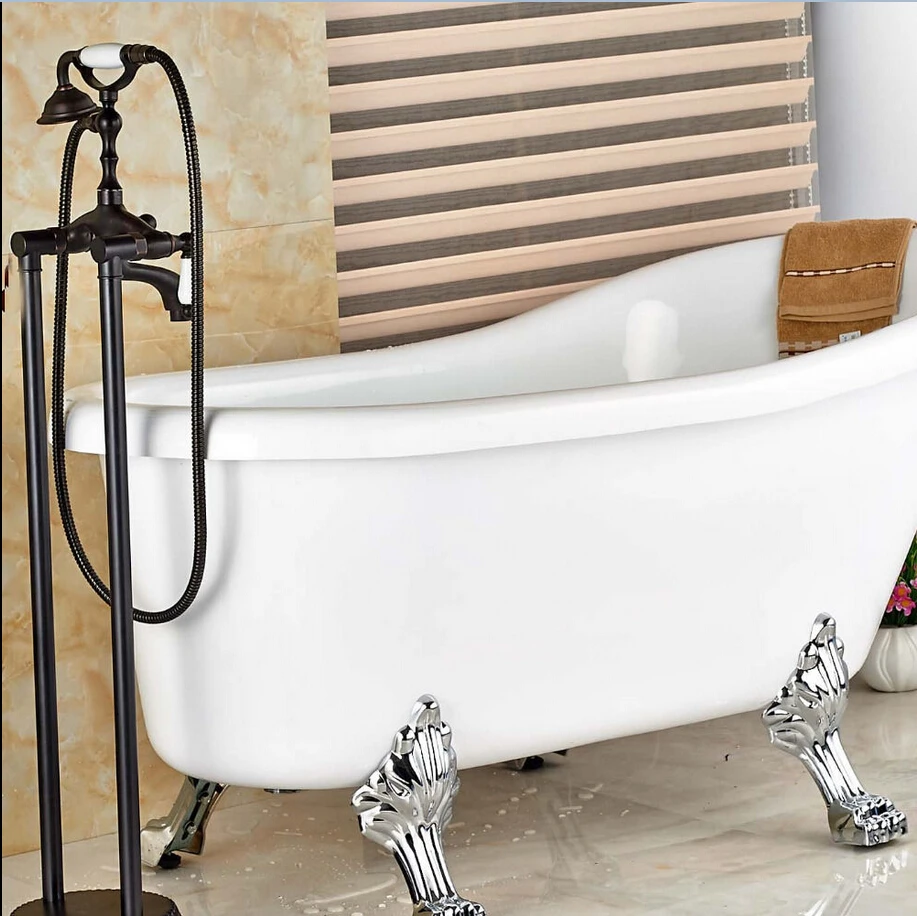 

Free shipping Floor Mounted Faucet Bathroom Bath Clawfoot Bathtub Filter Tub Freestanding Shower Sprayer 019