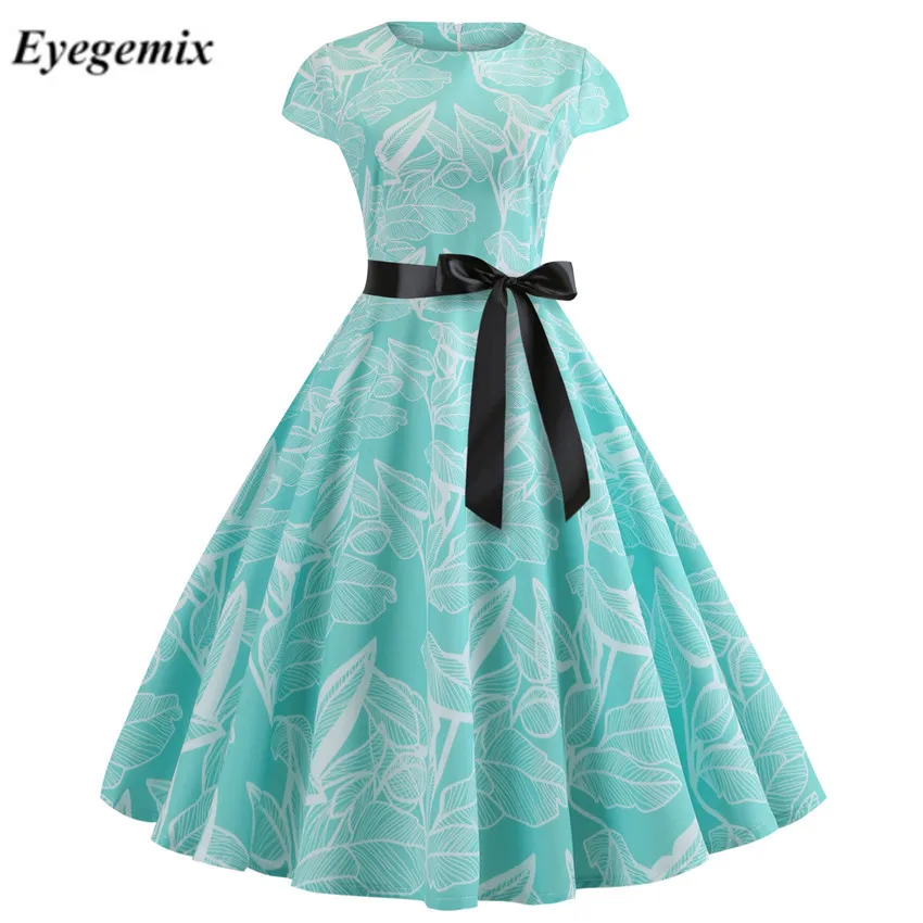 Женское винтажное платье 2020 летние платья с коротким рукавом и цветочным принтом