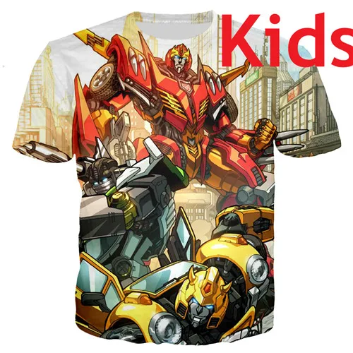 Kids t shirts PLstar Cosmos/одинаковые комплекты для семьи; футболки для мальчиков с 3D принтом робота; летние детские футболки с автоботами; детские летние топы - Цвет: Kids t shirts