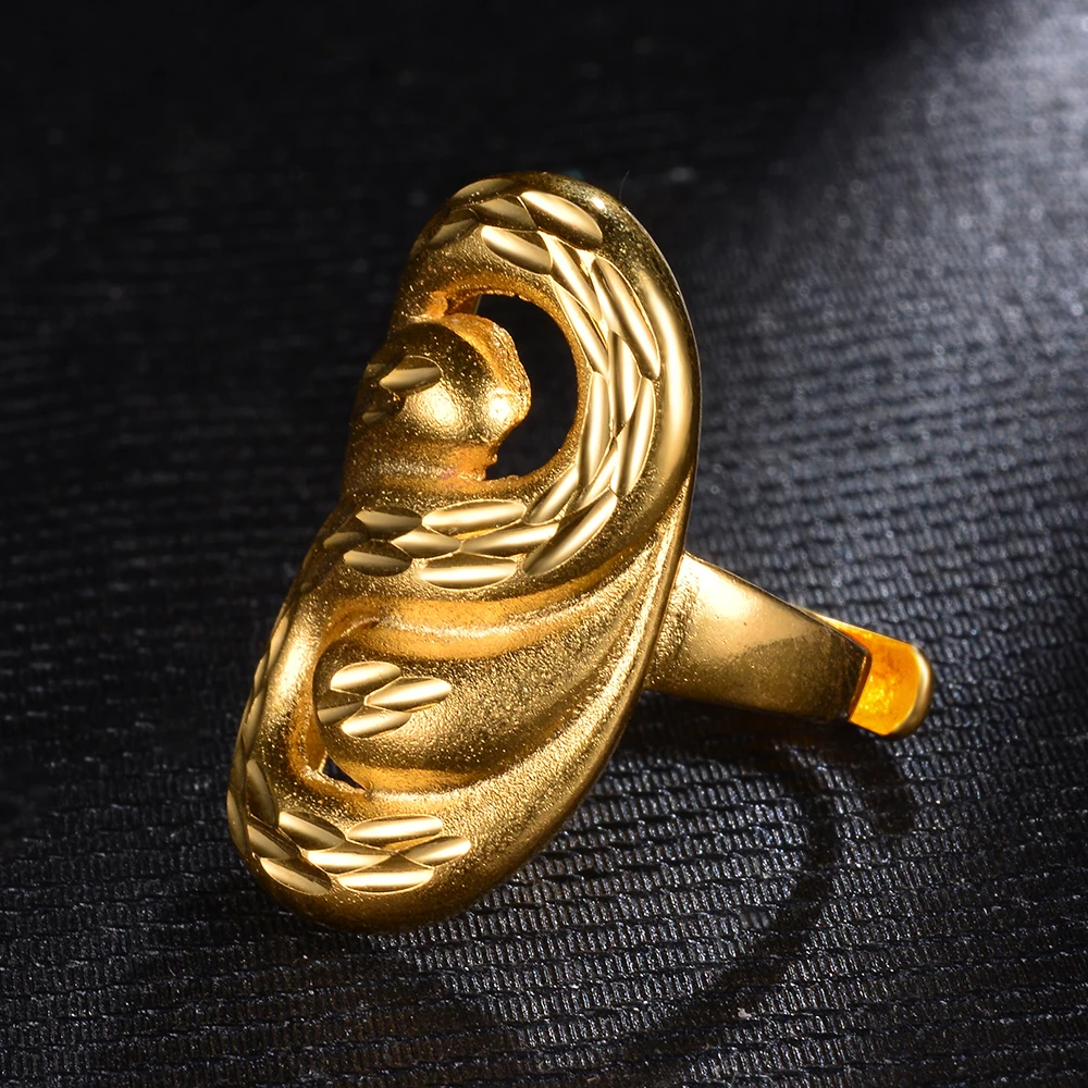 WANDO эфиопское Золотое кольцо для женщин девушек матовые новые кольца золотого