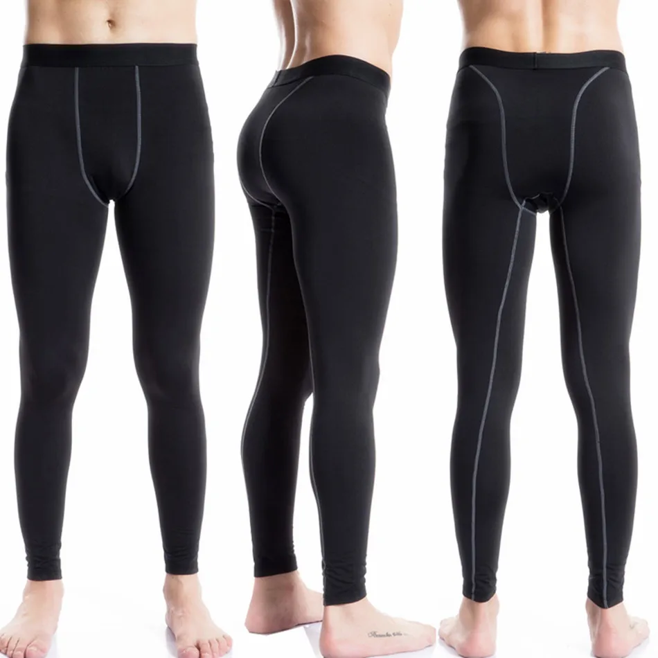 

Add Wool Compression Brushed Leggings Athletic Skiing pants Underwear Leggings Men Fitness Gym Sweatpants Black Running pants