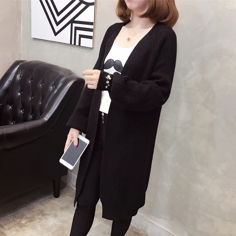 2018 осенние и зимние новые женские вязаный кардиган с длинным средней длины