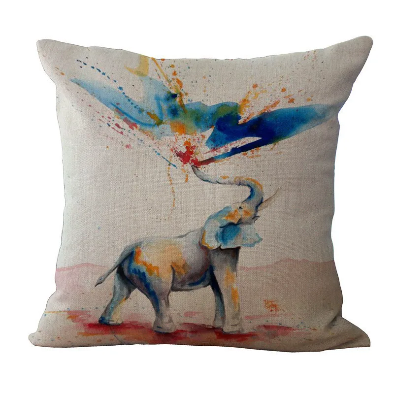 Цветная индийская наволочка с изображением слона из хлопка и льна для стула