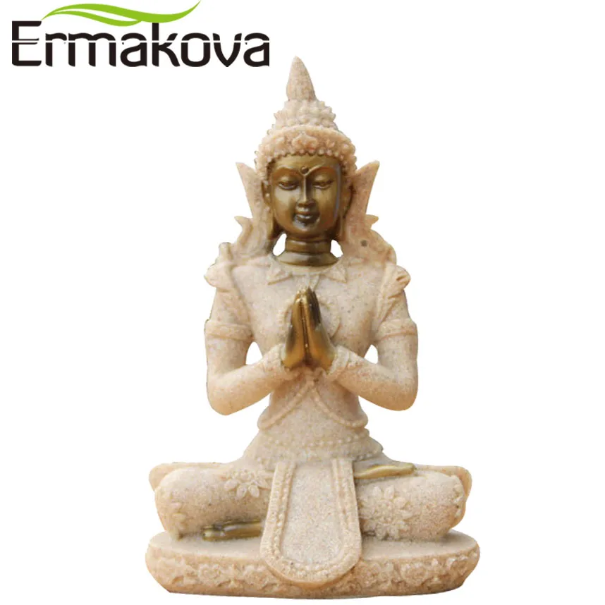 Статуя Будды из тайского песчаника ERMAKOVA Fengshui Luck индуическая скульптура ручной
