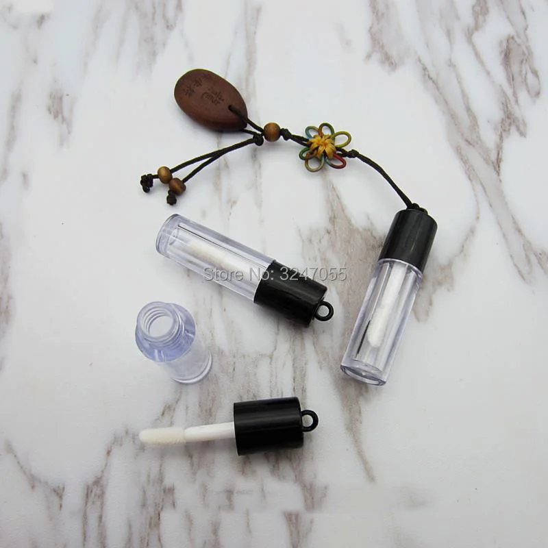 0.8ML 50/100/200pcs Mini DIY Cosmetic Liquid Lipstick Sample Tube Plastic Small Clear Lip Gloss Refillable Bottle with Black Lid | Красота и