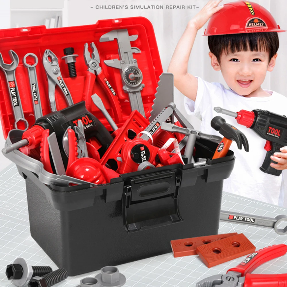 

Children Toys Electric Drills Tool Toys Toolbox Set Simulation Drill Screwdriver Repair Tool Kit House Play Toys for Kids