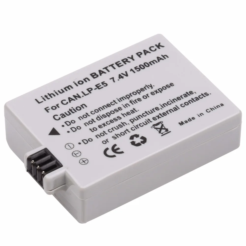 Аккумулятор для Canon EOS Rebel XS, Rebel T1i, Rebel XSi, 1000D, 500D, 450D,Kiss X3,X2, 1500 мАч