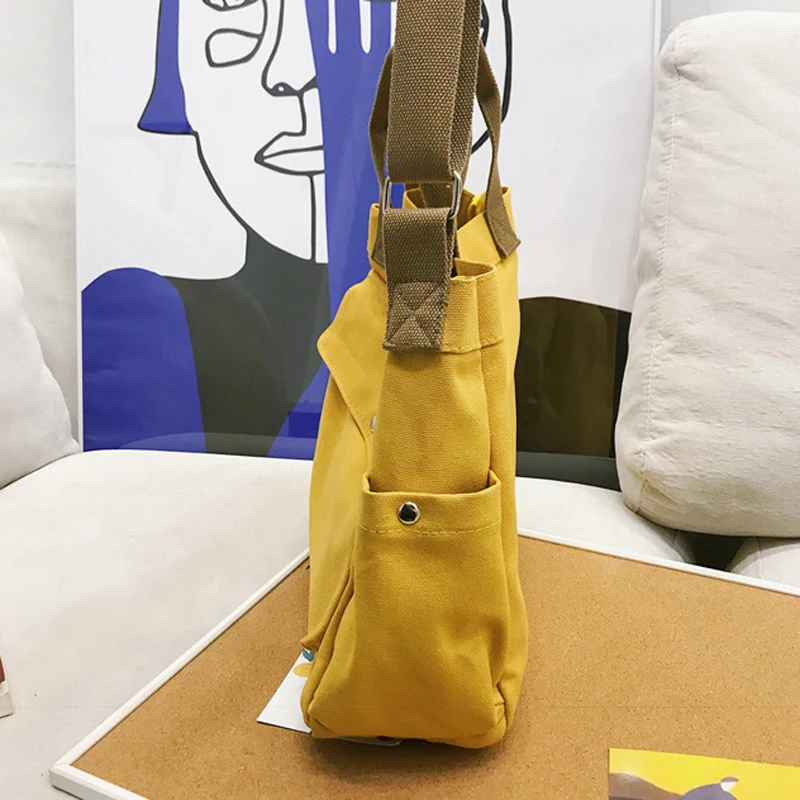 

Women Canvas Tote Shopping Bag Lady Shoulder Bag Big Capacity Pockets Girl Messenger Bag 2019 New School Books Travel Beach bag