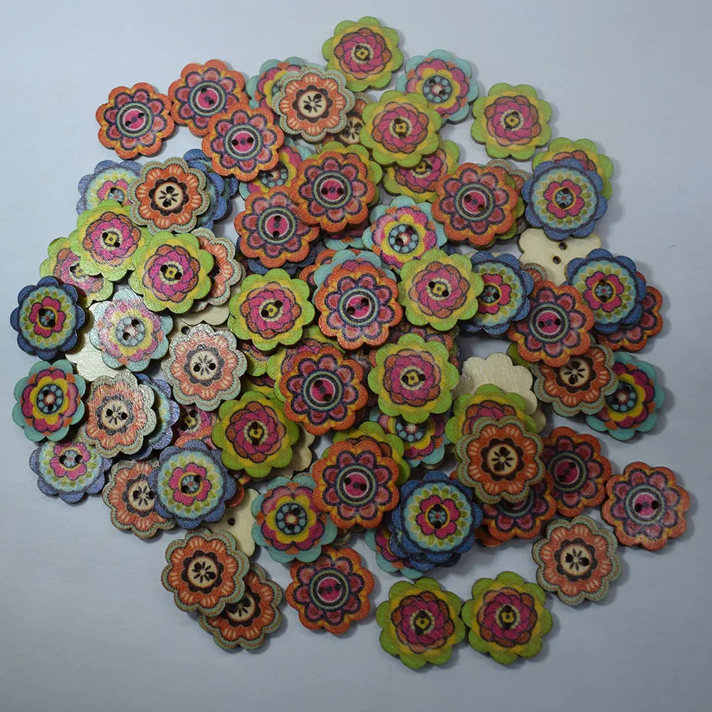 100 шт. деревянные пуговицы с 2 отверстиями|Пуговицы| |