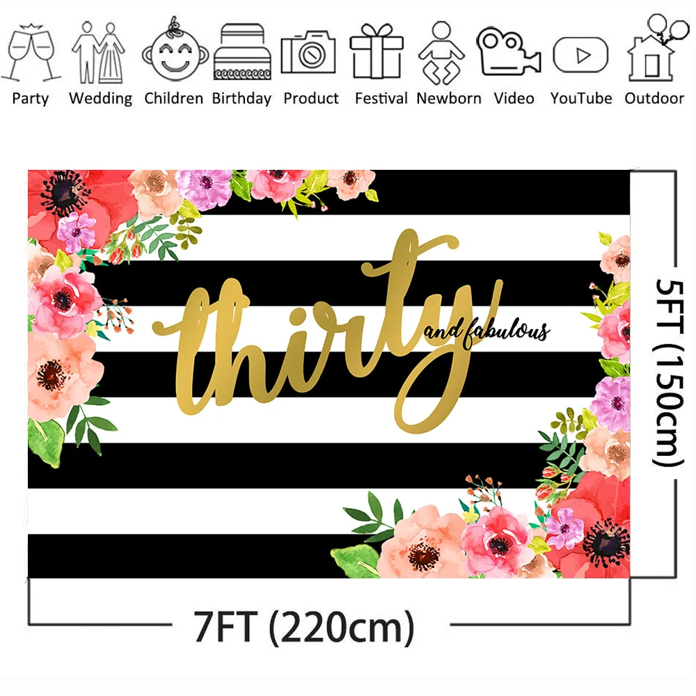 Сказочный фон Neoback на день рождения для фотосъемки белый черный полосатый