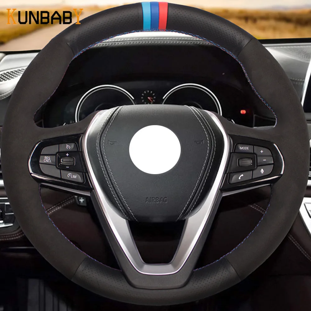 KUNBABY черный кожаный чехол рулевого колеса автомобиля для BMW G30 530i 540i 520d 530e 2016 2018 G32 GT