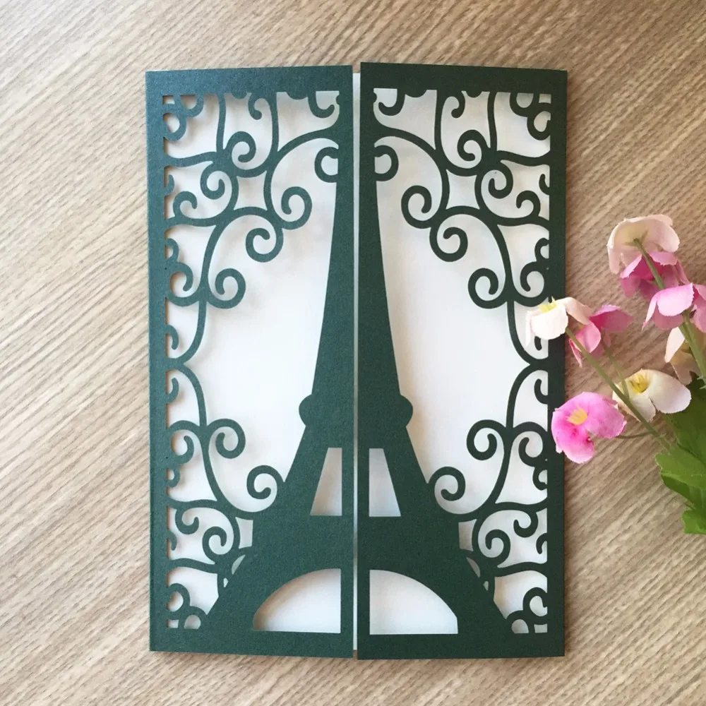 

50pcs Tower Design Christening & Baptism Birthday Wedding Invitations Card Event & Party Decoration Thanksgiving card