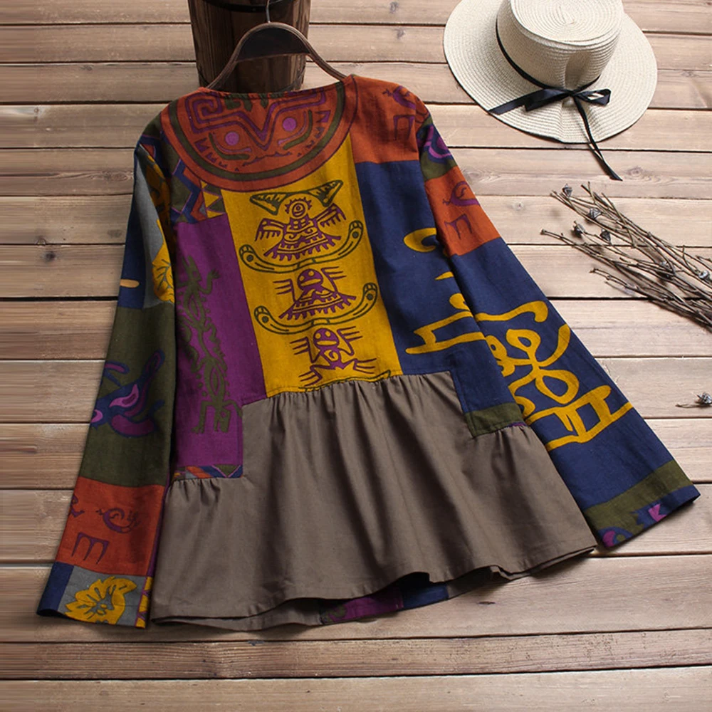 Женская Винтажная Футболка с принтом Весенняя свободная футболка из хлопка и