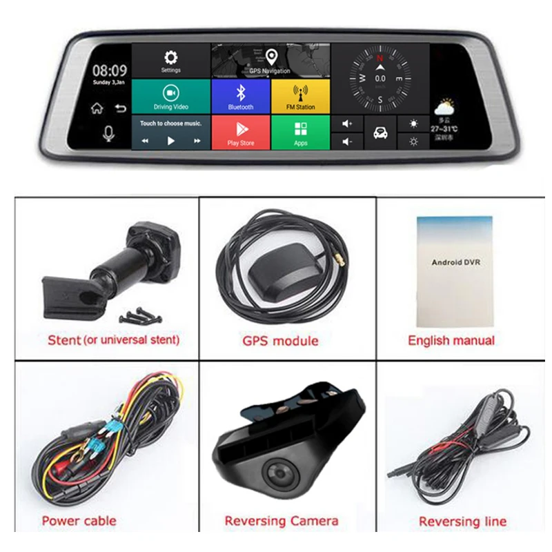 10.1 Inch 4G Special Rearview Mirror DVR GPS Navigation Android Bluetooth WIFI ADAS Car Assist Dash Cam Video Recorder Camera | Автомобили