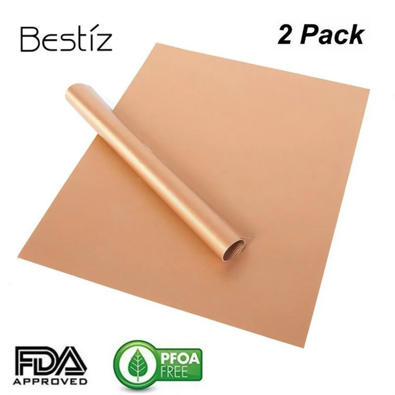 2 упак. тефлоновым антипригарным Гриль Сетки золотой барбекю Коврики Простыни