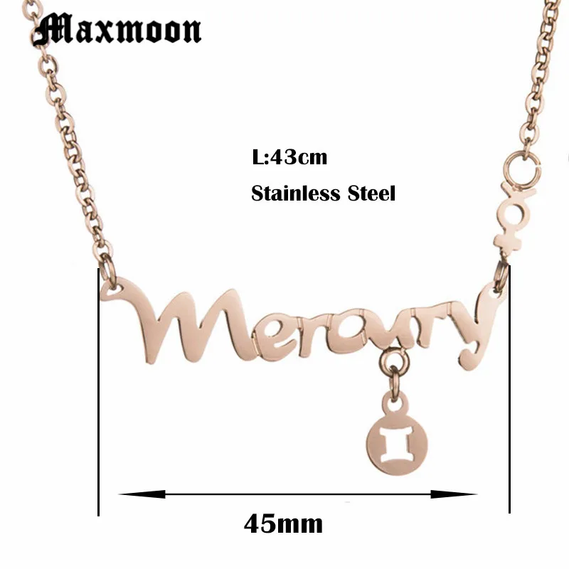 Maxmoon 2018 розовое золото цвет 12 созвездий ожерелье из нержавеющей стали женские