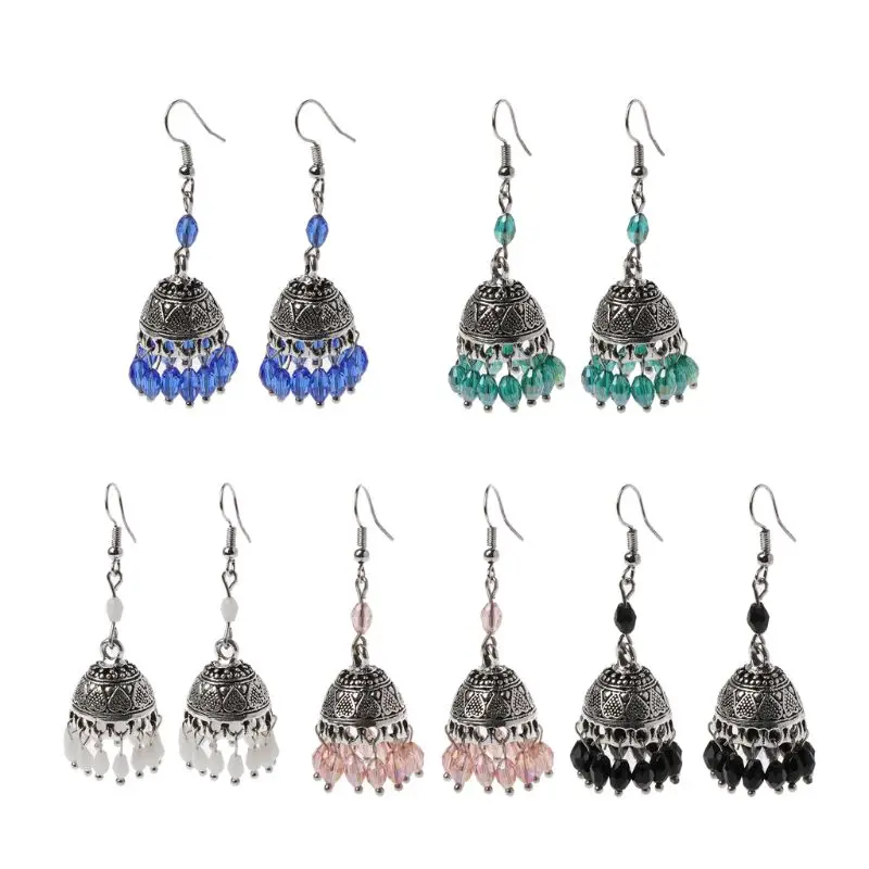 Ретро Индийский Болливуд Jhumka Jhumki хрустальные серьги Этническая Цыганская
