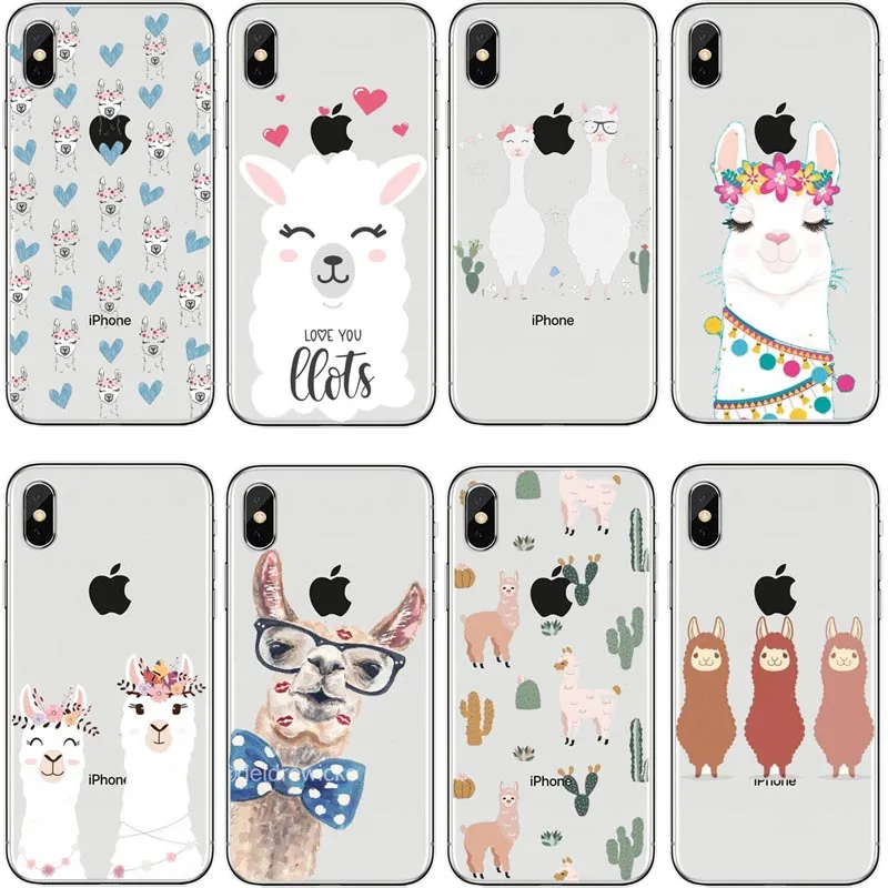 Прекрасный лама ламы альпаки Мягкий ТПУ мобильный телефон чехлы для iphone X XS XR MAX 12