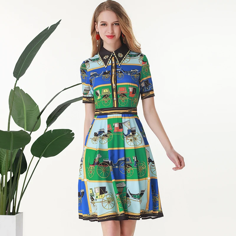 20119 весна лето красивое платье с принтом для женщин высокое качество модное
