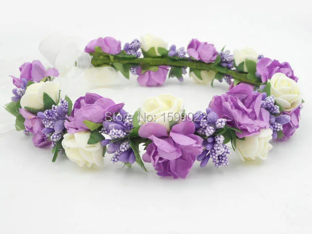 Фиолетовая бумажная пена роза цветок девочка корона для маленьких девочек Дети