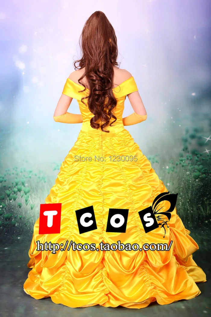 Желтое платье принцессы Белль Красавица и Чудовище костюмы для косплея вечернее