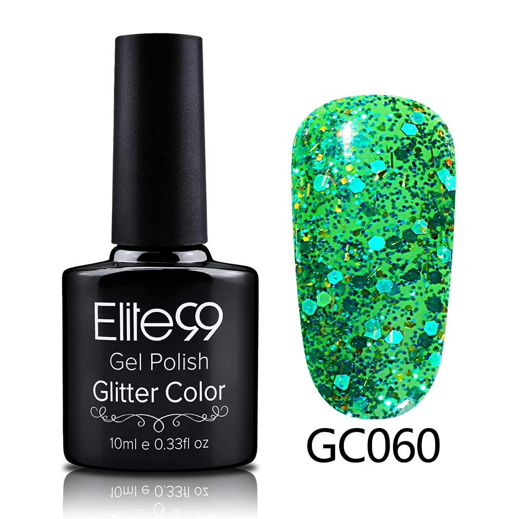 S-GC060 Elite99 10 мл Soak Off блёстки Блеск УФ гель лак Diamond для ногтей гель для ногтей с блестками красота направление Atr - Цвет: S-GC060