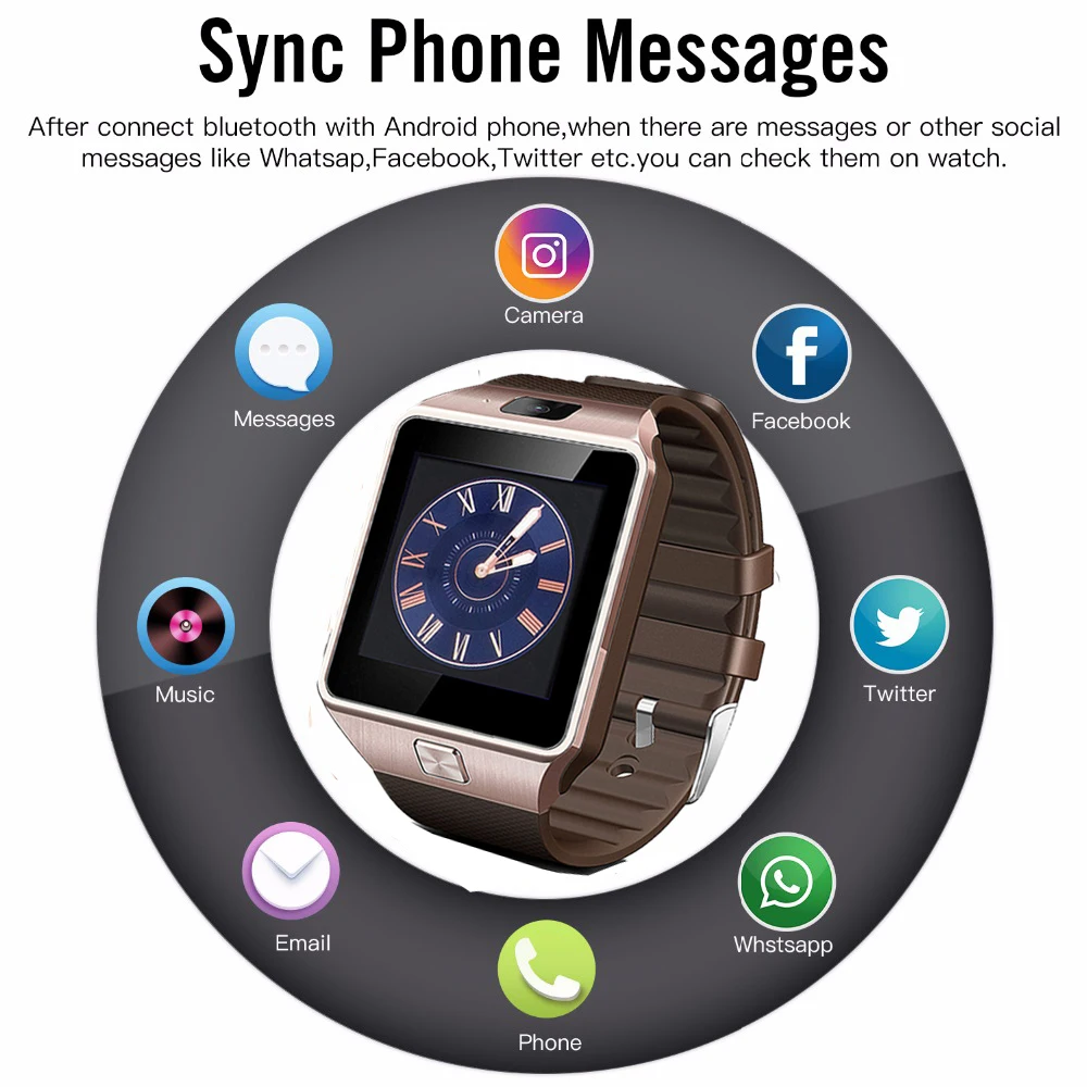 DZ09 Smartwatch Bluetooth Smart часы Relogio смотреть Android Телефонный звонок sim-tf Камера для Apple iPhone