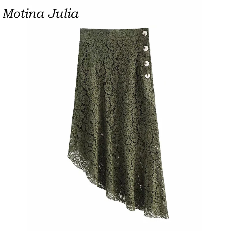 2018 Сексуальная кружевная полая юбка Женская осенне зимняя с пуговицами
