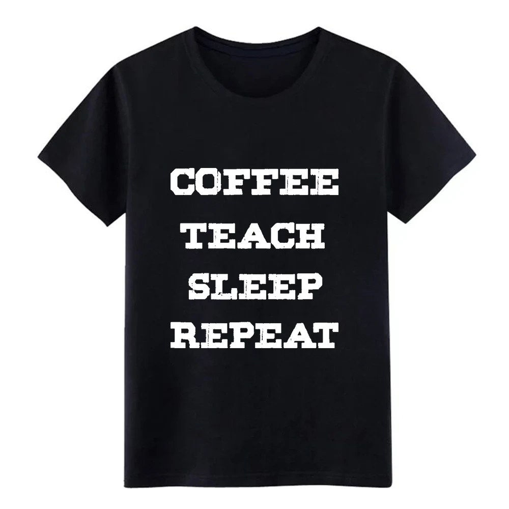Мужская черная футболка с коротким рукавом coffee teach sleep repeat европейский размер S-3xl