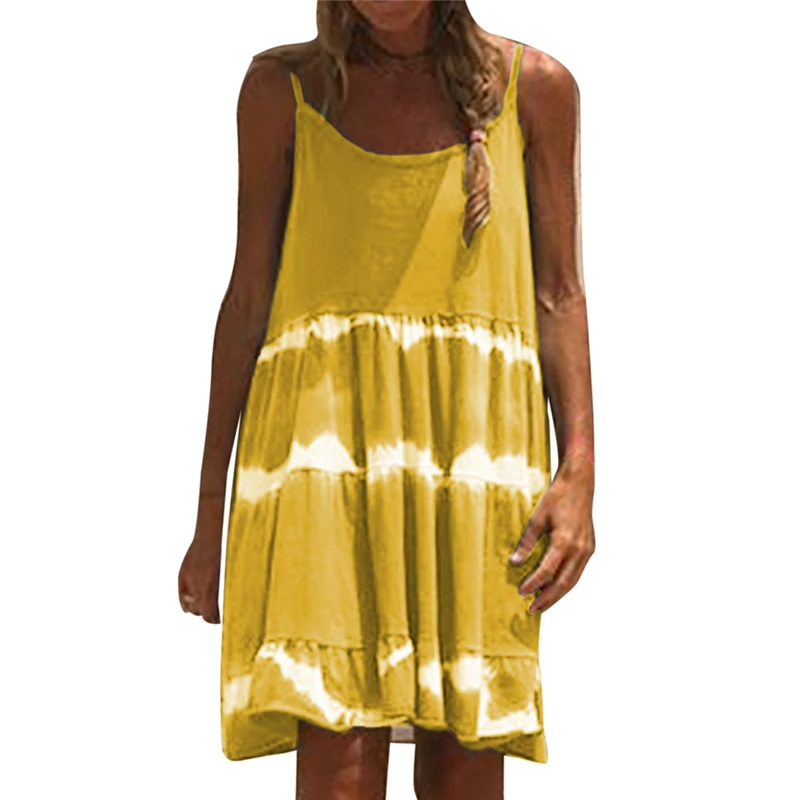 Women Dress Summer Casual Clothes Ladies Camisole O Neck Chiffon Daily Boho Sexy Mini Dresses New Fashion Party 2019 | Женская одежда
