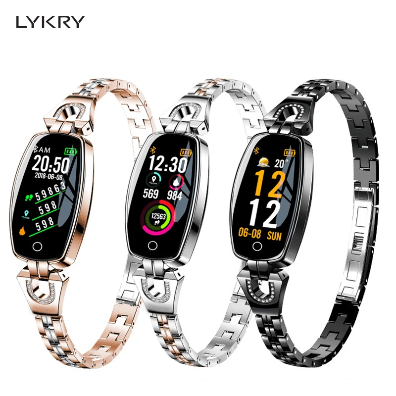 Lykry H8 Smart женские часы с браслетом монитор сердечного ритма умные определением