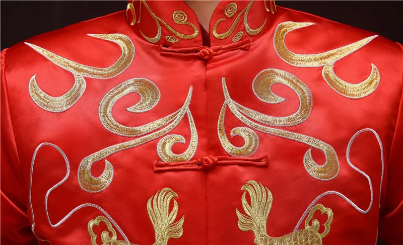 Костюмы для жениха свадьбы тостов мужской красный cheongsam китайский стиль платье