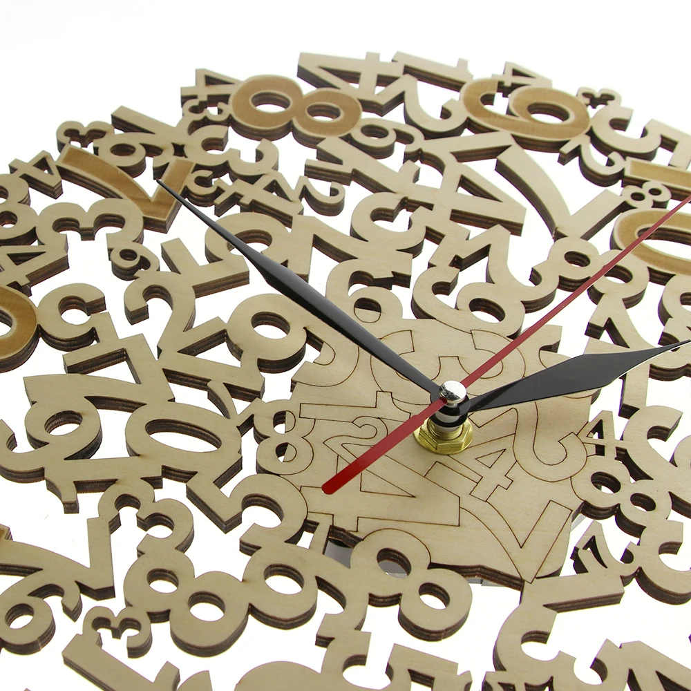 Лазерные большие цифры деревянные настенные часы Современные деревенские