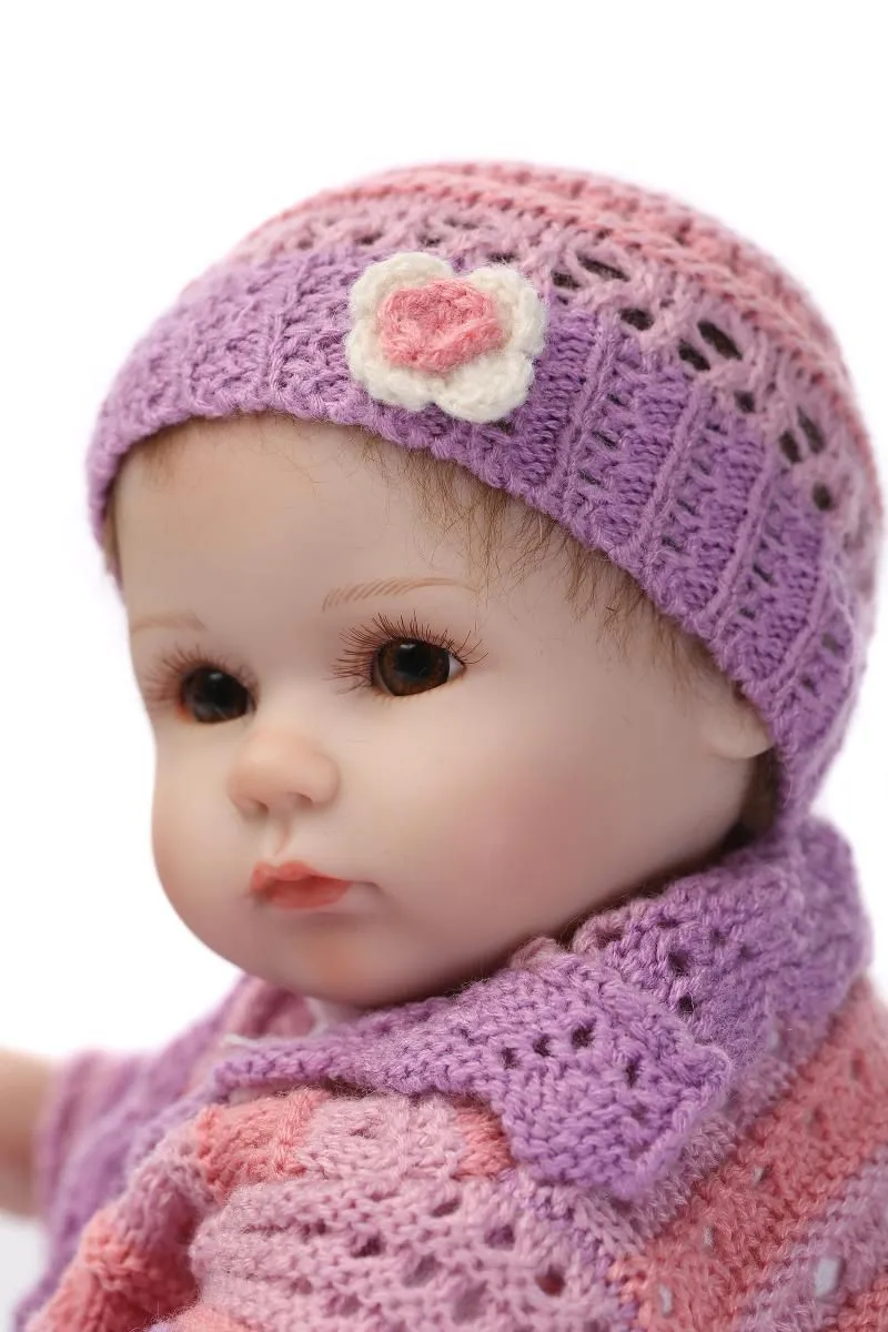 NPK 17 дюймов мягкий силиконовый Полный корпус реалистичные куклы Reborn Baby куклы Настоящее прикосновение Кукла Прекрасный Новорожденный ребенок фиолетовый свитер костюм ребенок Playmate
