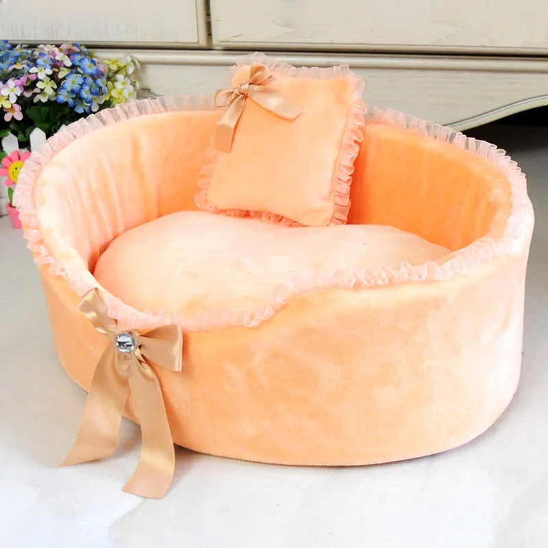 

Free Shipping Fashionable And Elegant Design Dog Beds For Small Dogs Winter Pet Dog Pad House Mat Hot Sales Lace Send Pillows