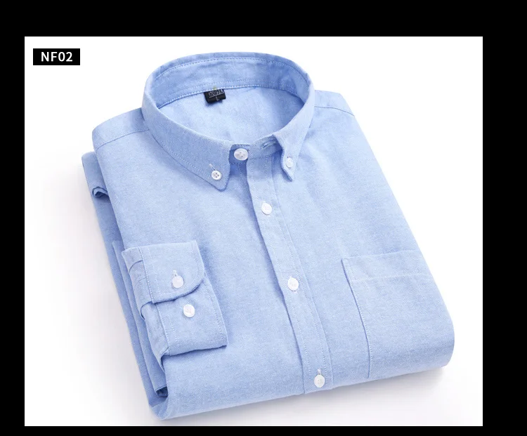 Осень Оксфорд рубашка для мужчин одноцветное цвета Slim Fit с длинными рукавами и пуговицы подпушка Smart повседневное белые рубашк