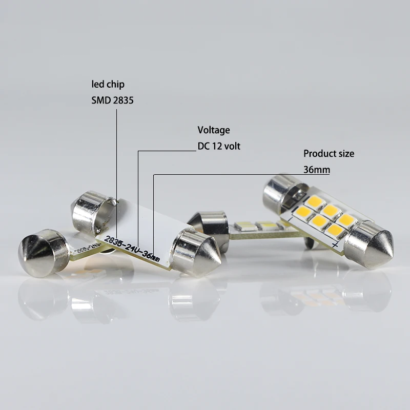 Viewi 4x led гирлянда 36 мм Dc 24 вольт огни C5W Canbus теплый белый автомобильный купол