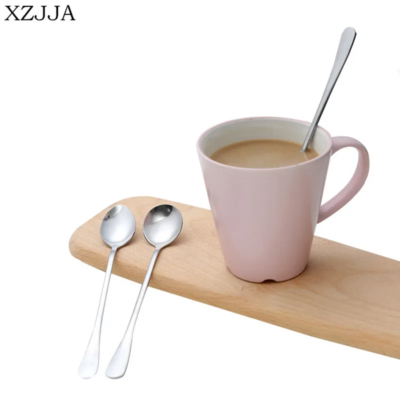 XZJJA 2Pcs/Set Stainless Steel Coffee Spoon With Long Handle Dipper Kithchen Dessret Tea Matal Set Salad Scoops Ladle |