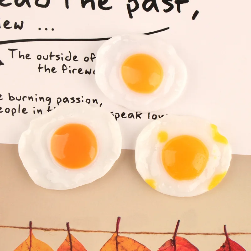 

Free Shipping 10pcs/Lot poached egg Shape Cute Food Resin Cabochons DIy jewelry Supplies Ornament Accessories Material