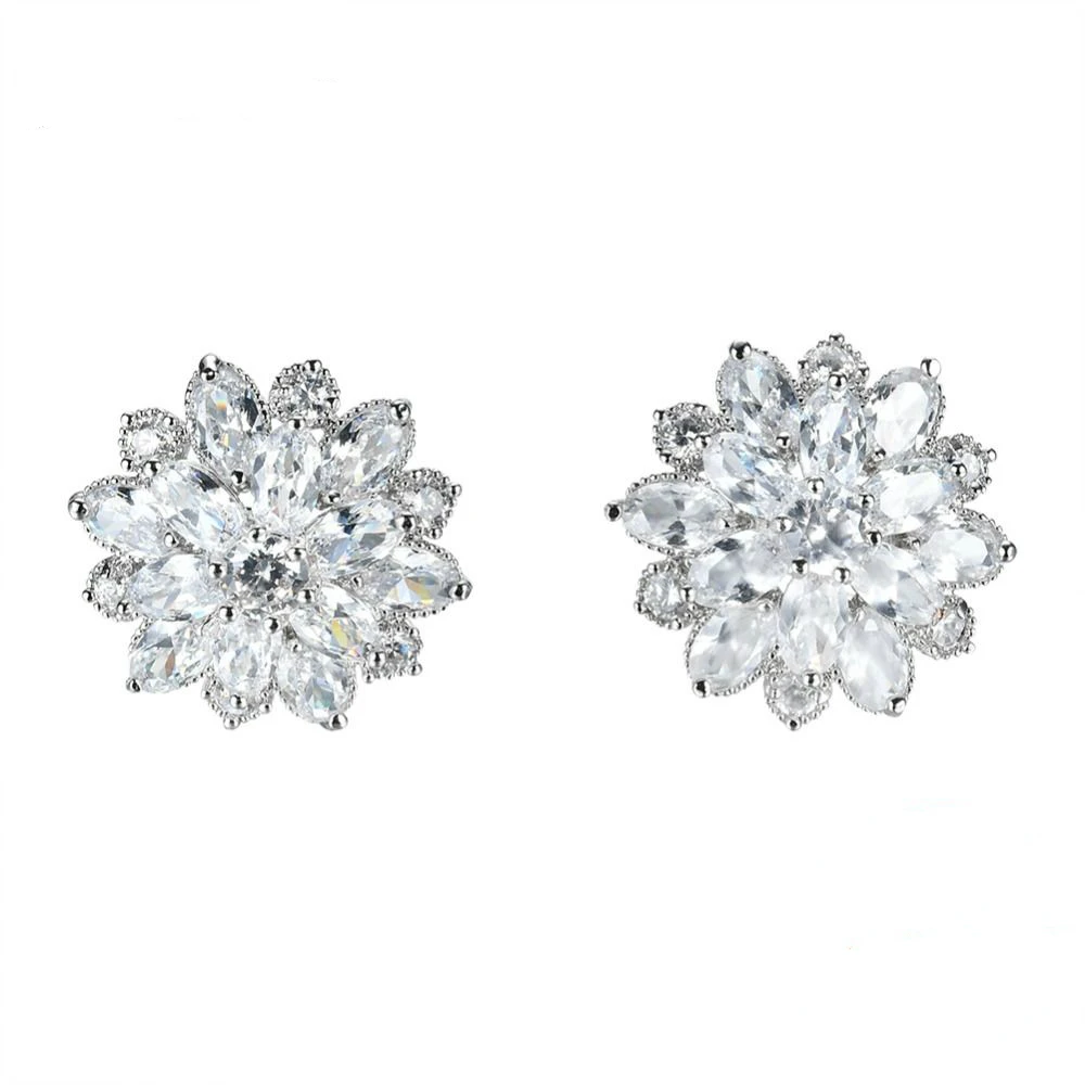 Женские серьги-гвоздики в виде снежинок ювелирные изделия AAA циркон двойные