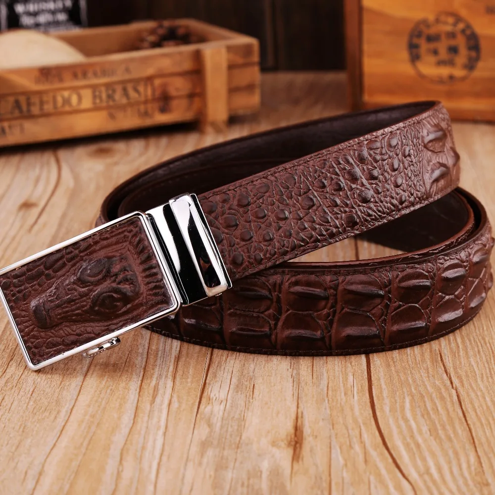 mens belts luxury cowhide Genuine Leather crocodile Automatic buckle jeans brown cowboys designer high quality epacket alligator |