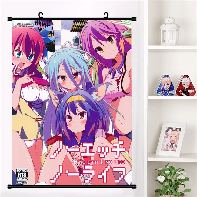 T Японское аниме No Game No Life Sora shero Shuvi Dola настенный свиток Фреска плакат Настенные подвесные плакаты коллекция домашнего декора искусство - Цвет: T