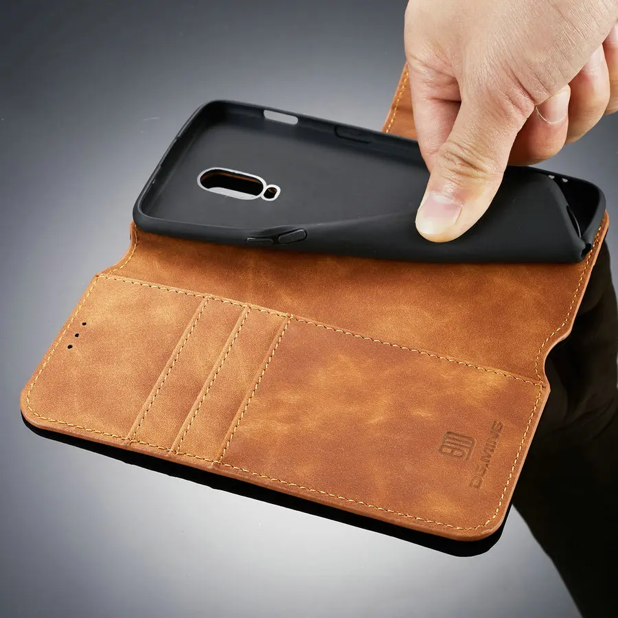 DG. MING чехол из искусственной кожи для OnePlus 7 Pro винтажный Чехол-кошелек 6 T откидной