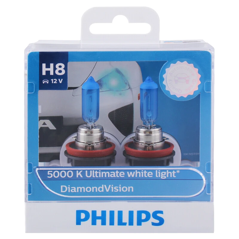 2X Philips H8 12V 35W Diamond Vision 5000 К супербелый светильник Галогенные Авто головного средства ухода за кожей Шеи светильник автомобильные лампы Противотуманные фары 12360DVS2