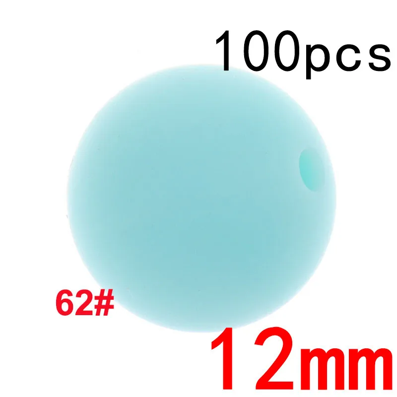 62blue green Fkisbox 100 шт Силиконовые Детские Прорезыватели для зубов Круглые 12 мм силиконовые жевательные перлы свободные бусины Силиконовые Прорезыватели для зубов Bpa бесплатно - Цвет: 62blue green